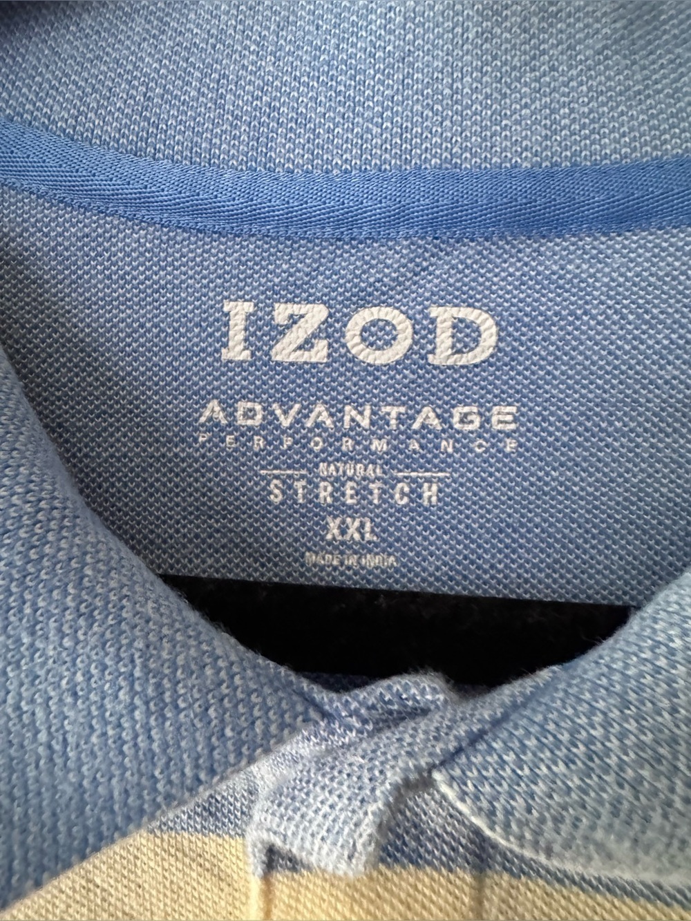 Izod Men’s Light Blue and Yellow Horizontal Stripe Polo - Picture 4 of 8